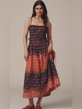 Damson Madder Kelia Midi Dress Cherry Pie